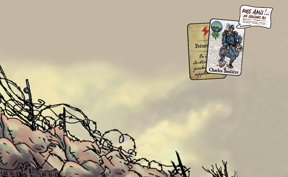 Carte postale illustrée du jeu Les Poilus